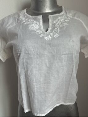 Polo Jeans Co. Ralph Lauren XSmall White Embroidered Peasant CropTop